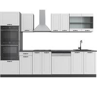 Vicco cuisine R-Line, 300 cm avec armoire haute, sans plan de travail, Blanc cottage/anthracite