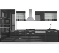 Vicco Cuisine R-Line, Anthracite Brillant/Blanc, 350 cm avec Armoire Haute, sans Plan de Travail