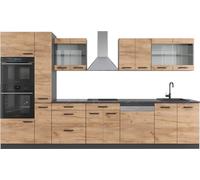 Vicco Cuisine R-Line, Chêne doré/Anthracite, 350 cm avec Armoire Haute, sans Plan de Travail