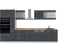 Vicco cuisine R-Line, 350 cm PT Chêne, noir béton/blanc