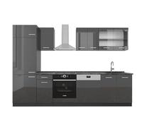 Vicco Cuisine R-Line, Anthracite Brillant/Anthracite, 300cm, PT Anthracite, adapté à Une Extension individuelle par modules complémentaires