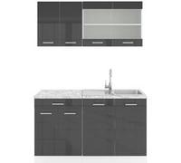 Vicco Cuisine R-Line, Anthracite brillant/blanc, 140cm , PT Marbre Anthracite brillant/blanc G