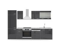 Vicco Cuisine R-Line, Anthracite Brillant/Blanc, 300cm sans PT, adapté à la Disposition individuelle et à l’Extension des modules
