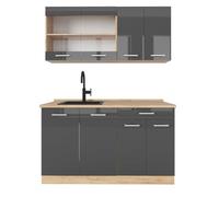 Vicco Cuisine R-Line, Anthracite Brillant/Chêne doré, 140cm