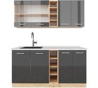 Vicco Cuisine R-Line, Anthracite brillant/Chêne doré, 160cm , PT Marbre Anthracite brillant/Chêne doré G