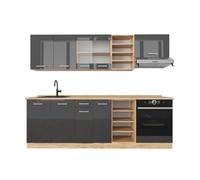 Vicco Cuisine R-Line, Anthracite Brillant/Chêne doré, 240cm