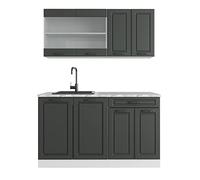 Vicco Cuisine R-Line, Anthracite Maison de Campagne/Blanc, 140 cm sans Plan de Travail