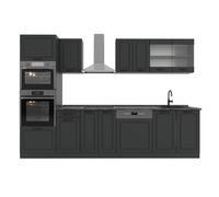 Vicco Cuisine R-Line, Anthracite Campagne, 300cm | 8 Modules · Pieds réglables en hauteur · Sans plan de travail · Façades en MDF · Avec armoire four/micro-ondes