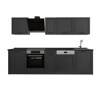 Vicco Cuisine "R-Line", Anthracite campagne/Anthracite 280 cm | 9 Modules · Pieds réglables en hauteur · Plan de travail in açades en MDF · Avec meuble pour cuisinière