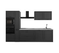 Vicco Cuisine "R-Line", Anthracite campagne/Anthracite 310 cm | 7 Modules · Pieds réglables en hauteur · Plan de travail in açades en MDF · Avec armoire four/micro-ondes