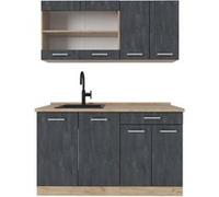 Vicco Cuisine R-Line, Béton noir/chêne doré, 140cm PT Chêne Béton noir/chêne doré G