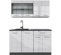Vicco Cuisine R-Line, Blanc brillant/Anthracite, 140cm sans PT Blanc brillant/Anthracite G