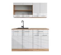 Vicco Cuisine R-Line, Blanc Brillant/Chêne doré, 140cm