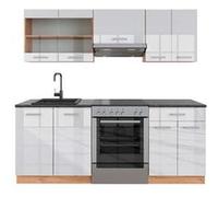 Vicco Cuisine R-Line, Blanc brillant/Chêne doré, 200cm , PT Anthracite Blanc brillant/Chêne doré G