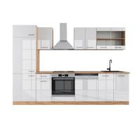 Vicco Cuisine R-Line, Blanc Brillant/Chêne doré, 300cm sans PT, pour Une Disposition Flexible et Une Extension avec des modules supplémentaires