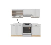 Vicco Cuisine R-Line, Blanc campagnard/Chêne doré, 200cm, PT Marbre