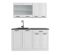 Vicco Cuisine R-Line, Blanc Campagne, 140cm sans PT, adapté aux Petits espaces, Extensible de façon modulaire