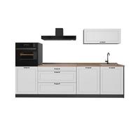 Vicco Cuisine "R-Line", Blanc campagne/Anthracite 280 cm | 5 Modules · Pieds réglables en hauteur · Plan de travail in açades en MDF · Avec armoire pour four