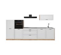 Vicco Cuisine R-Line, Blanc Campagne/Chêne doré 340 cm | 6 Modules · Pieds réglables en hauteur · Plan de travail in açades en MDF · Avec armoire pour four