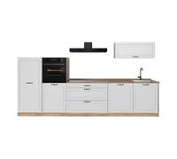 Vicco Cuisine R-Line, Blanc Campagne/Chêne doré 340 cm | 6 Modules · Pieds réglables en hauteur · Plan de travail in açades en MDF · Avec armoire pour four