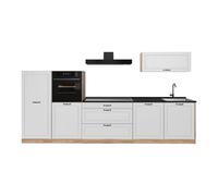 Vicco Cuisine R-Line, Blanc Campagne/Chêne doré 340 cm | 6 Modules · Pieds réglables en hauteur · Sans plan de travail · Façades en MDF · Avec armoire pour four