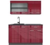 Vicco Cuisine R-Line, Bordeaux haute brillance/anthracite, 140cm sans PT Bordeaux haute brillance/anthracite G
