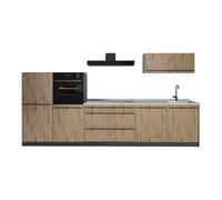 Vicco Cuisine "R-Line", Chêne Artisan/Anthracite 340 cm | 6 Modules · Pieds réglables en hauteur · Sans plan de travail · Façades robustes · Avec armoire pour four