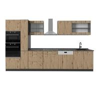 Vicco Cuisine R-Line, Chêne Artisan/Chêne doré, 350cm avec armoire haute, sans PT Chêne Artisan/Chêne doré G
