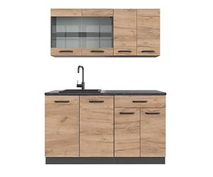 Vicco Cuisine R-Line, Chêne de Force doré, 140cm sans PT, adapté à Une Extension Flexible avec d'autres modules