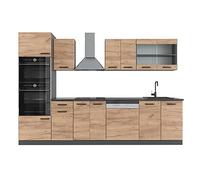 Vicco Cuisine R-Line, Chêne de Force doré, 300cm avec Armoire Haute, sans PT, adapté à la Combinaison et à l’Extension Individuelles