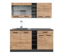Vicco Cuisine R-Line, Chêne doré/Anthracite, 160 cm sans Plan de Travail