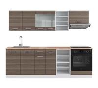 Vicco Cuisine R-Line, gris noble/blanc, 240cm , PT Chêne gris noble/blanc G