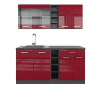 Vicco Cuisine R-Line, Rouge Brillant/Anthracite, 160cm