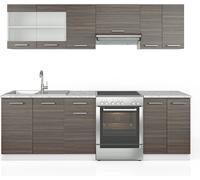 Vicco Cuisine Raul, Gris/Blanc, 240 cm sans Plan de Travail