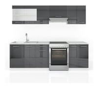 Cuisine Raul, 240 cm , PT Marbre, Anthracite, Vicco