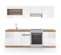 Cuisine Raul 240cm, PT Sonoma blanc brillant/blanc Vicco