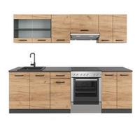 Vicco Cuisine Raul, Chêne doré/anthracite, 240cm , PT À motifs noirs Chêne doré/anthracite G