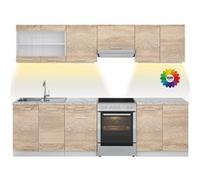 Vicco Cuisine Raul, Sonoma, 240cm , PT Marbre avec bande LED Sonoma G