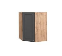 Vicco Elément Haut de Cuisine Fame-Line, Anthracite-Or, 57cm | Façade en MDF · 2 Tablettes · Fermeture douce · Poignées en métal · Solution d’angle gain de place ✓