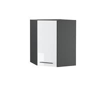 Vicco Elément Haut de Cuisine Fame-Line, Blanc Haute Brillance, 57cm | Façade en MDF · 2 Tablettes · Fermeture douce · Poignées en métal · Solution d’angle gain de place ✓