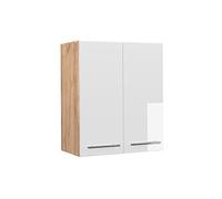 Vicco elément Haut de Cuisine Fame-Line, Blanc Haute Brillance/Chêne de Force doré, 60 cm