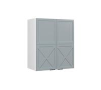 Vicco Elément Haut de Cuisine Fame-Line, Bleu Clair-Gris, 60cm | Façade en MDF · Fermeture douce · 2 Tablettes · Poignées en métal · ✓ Rangement pratique
