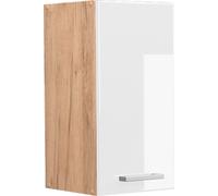 Vicco elément haut de cuisine R-Line, 30 cm, Blanc Haute brillance/Chêne de force doré
