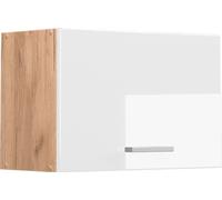 Vicco elément haut de cuisine R-Line, 60 cm Plat, Blanc Haute brillance/Chêne de force doré