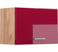 Vicco elément haut de cuisine R-Line, 60 cm Plat, Rouge bordeaux Haute brillance/Chêne de force doré