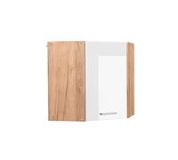 Vicco Elément Haut de Cuisine R-Line, Blanc Haute Brillance, 57cm | Relie deux côtés de la cuisine · 1 Tablette · 1 Porte · Profondeur - 31 cm · Solution d’angle gain de place ✓
