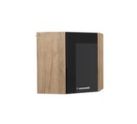 Vicco Elément Haut de Cuisine R-Line, Noir Haute Brillance, 57cm | Relie deux côtés de la cuisine · 1 Tablette · 1 Porte · Profondeur - 31 cm · Solution d’angle gain de place ✓