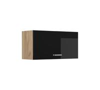 Vicco Elément Haut de Cuisine R-Line, Noir Haute Brillance/Chêne doré 80 cm | Porte s'ouvrant vers le haut · 1 Tablette · Profondeur - 31 cm · Librement combinable · ✓ Rangement pratique