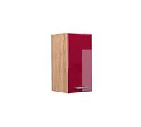 Vicco elément Haut de Cuisine R-Line, Rouge Bordeaux Haute Brillance/Chêne de Force doré, 30 cm