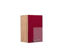 Vicco elément Haut de Cuisine R-Line, Rouge Bordeaux Haute Brillance/Chêne de Force doré, 40 cm